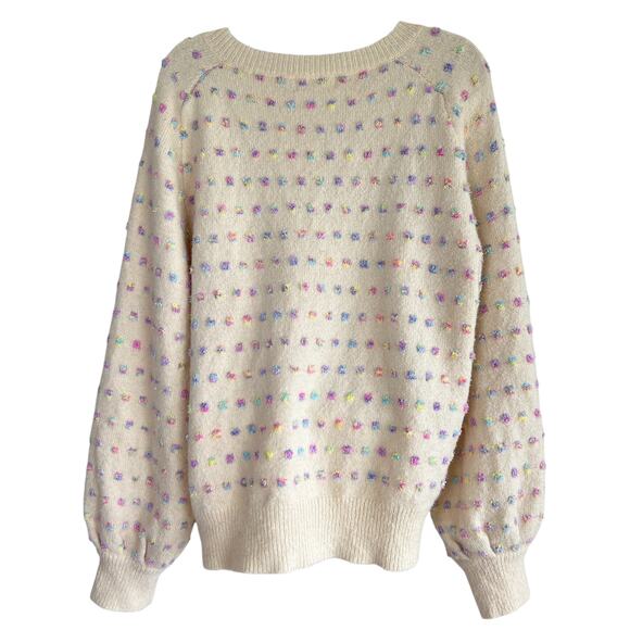 Emily Wonder Womens Wool Blend Sweater Rainbow Polka Dot Size Large Fairy Soft - Picture 2 of 6